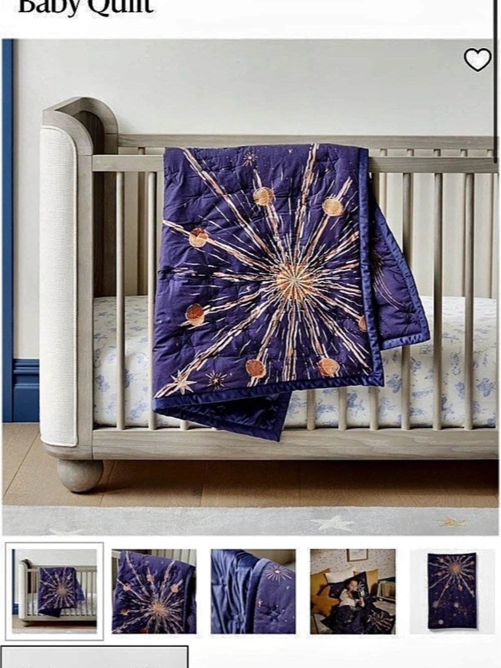 Joseph Altuzarra Shooting Stars Baby Quilt Baby Quilt in Blue & Gold
